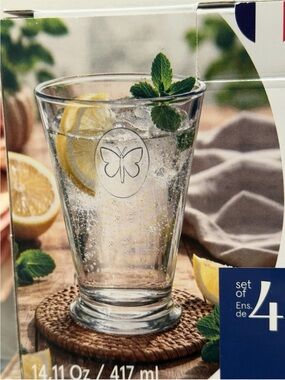 La Rochere France Butterfly Papillon Long Drink Glasses 4pc 14.11 oz Clear,
NIB